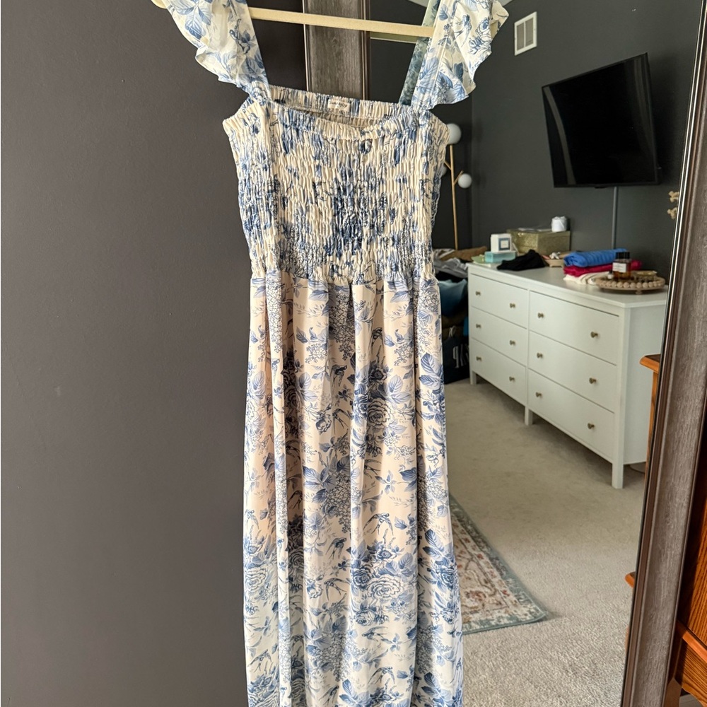 Floral Smocked Dress with Ruffle Straps